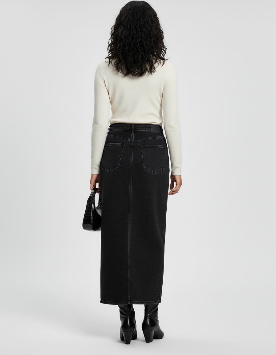 Jupe Longue En Jeans Noir