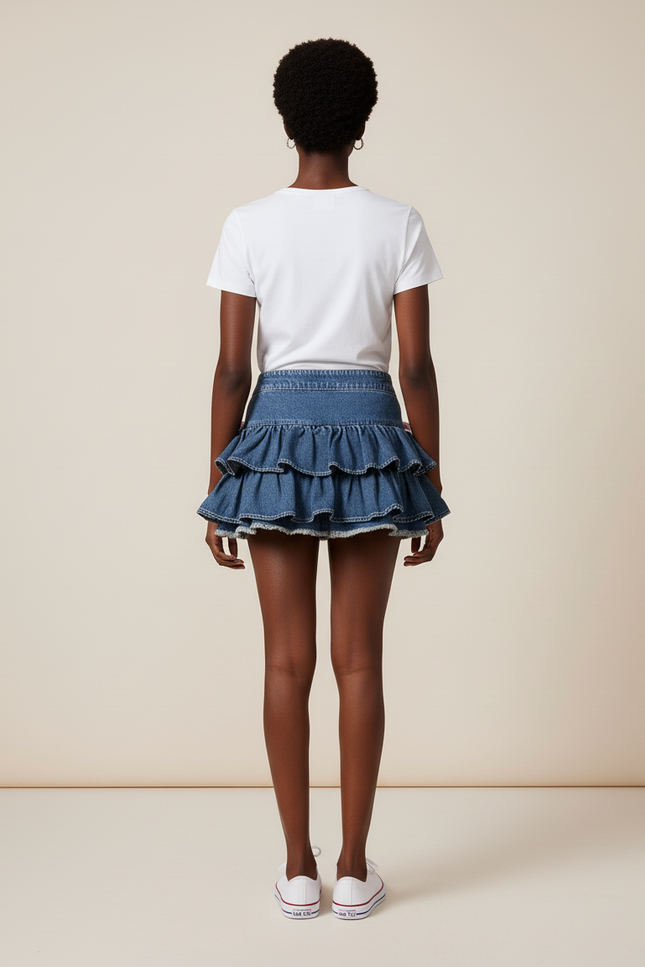 Jupe Jean Volants Bleue Chic