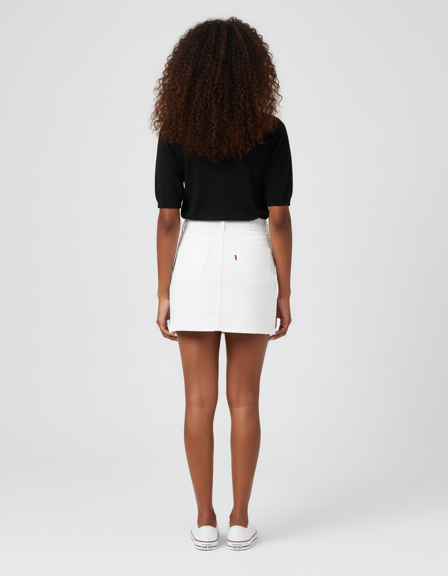 Jupe Jean Blanche Mini Décontractée