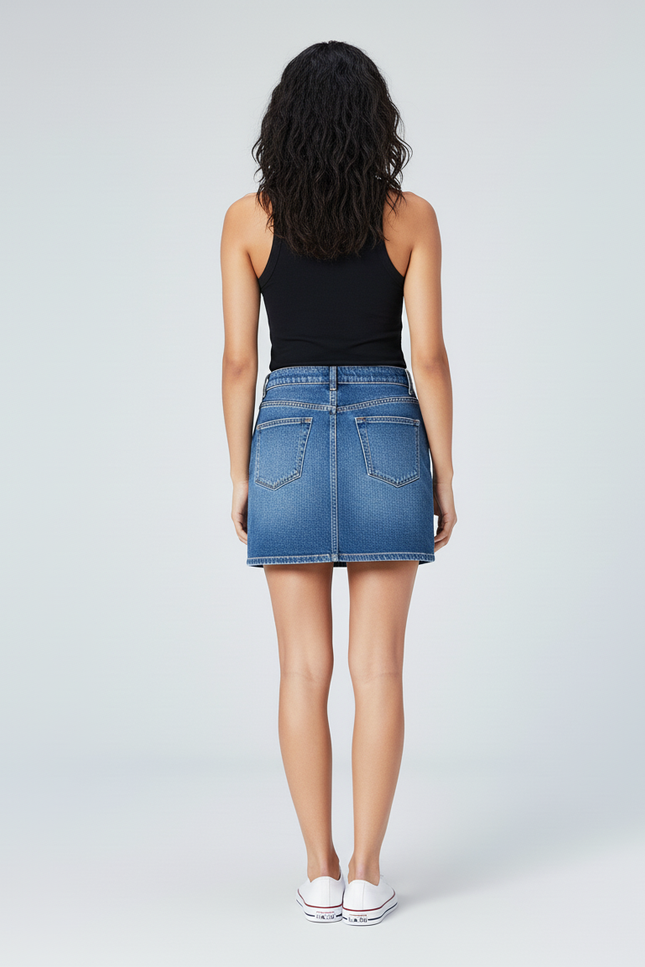 Jupe Jean Bleue Taille Haute Décontractée