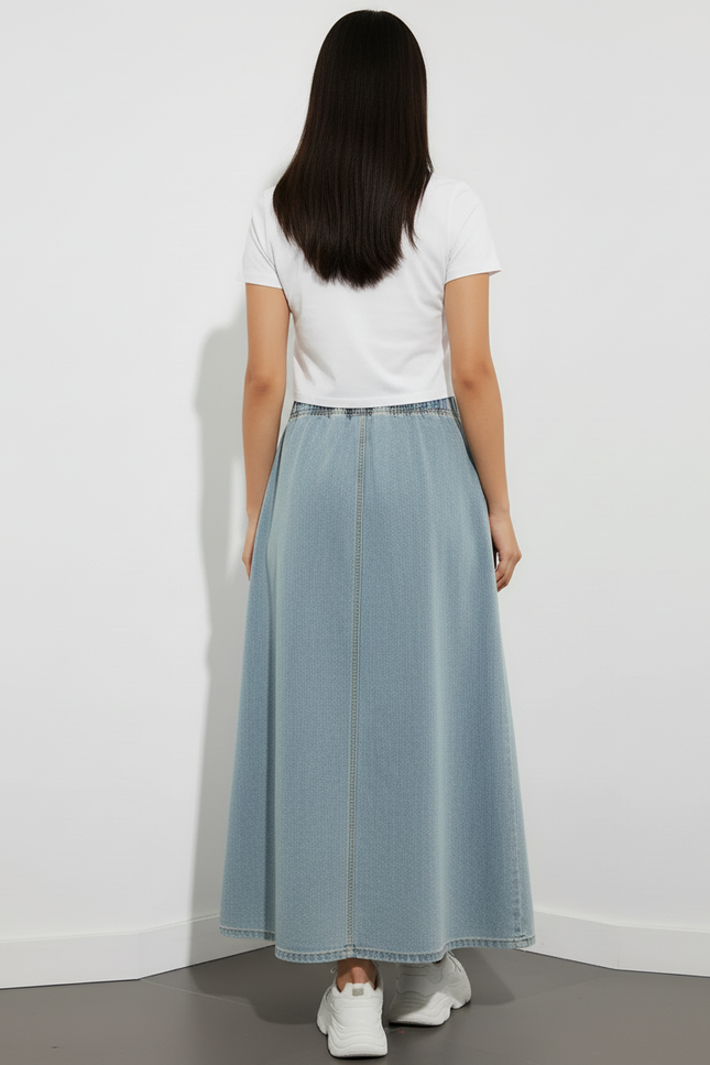 Jupe Jean Fluide Taille Haute Décontractée