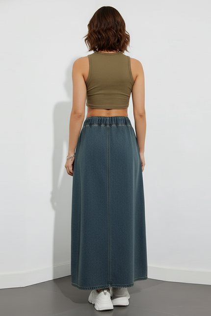 Jupe Jean Longue Délavée Y2K