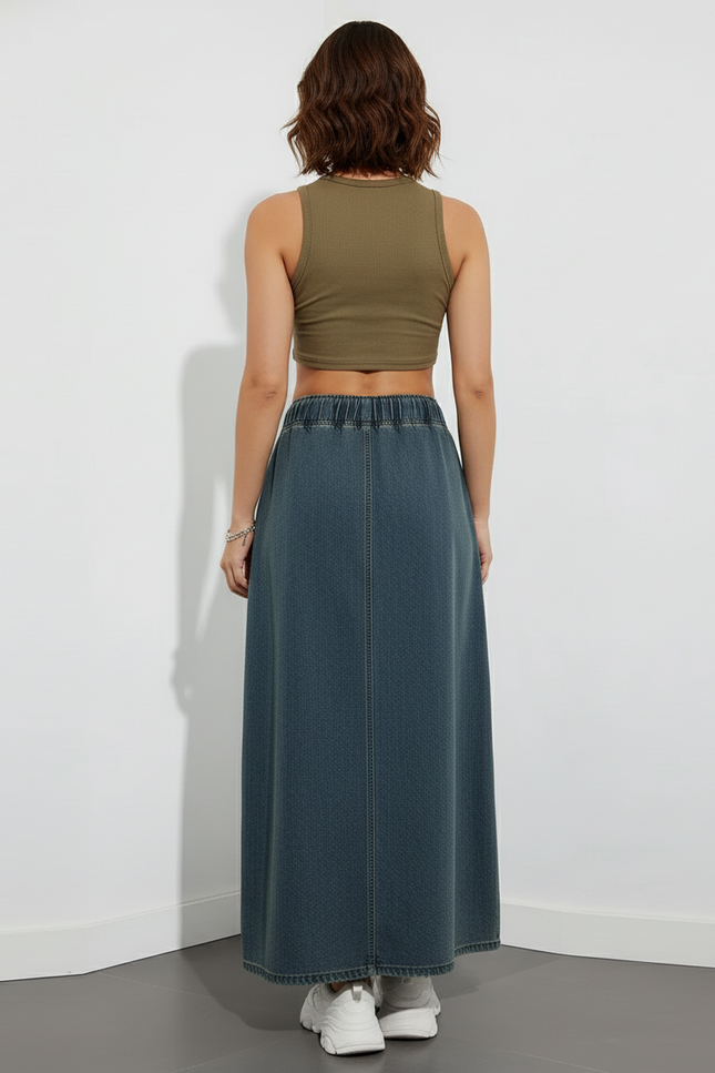 Jupe Jean Longue Délavée Y2K