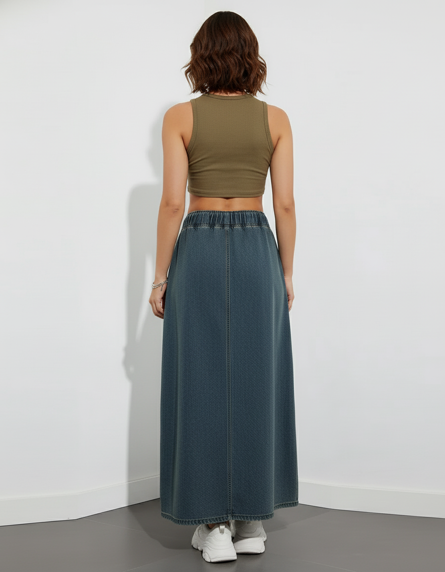 Jupe Jean Longue Délavée Y2K