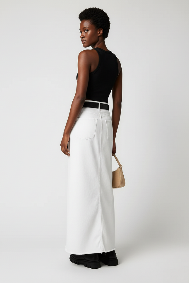 Jupe En Jeans Longue Sans Fente