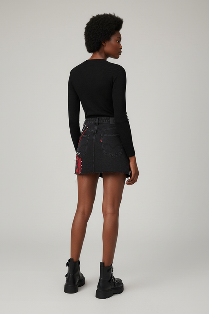 Jupe Jean Patchwork Asymétrique Gothique