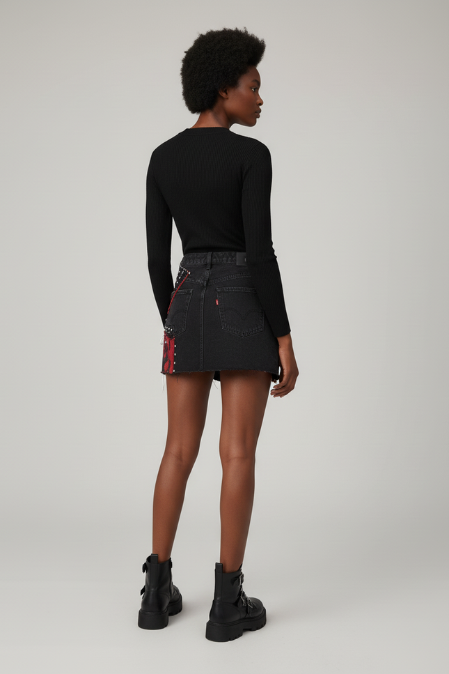 Jupe Jean Patchwork Asymétrique Gothique