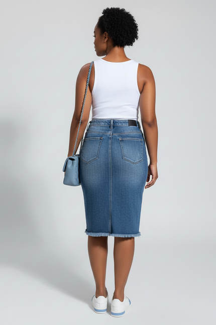 Jupe Jean Déchirée Franges Décontractée