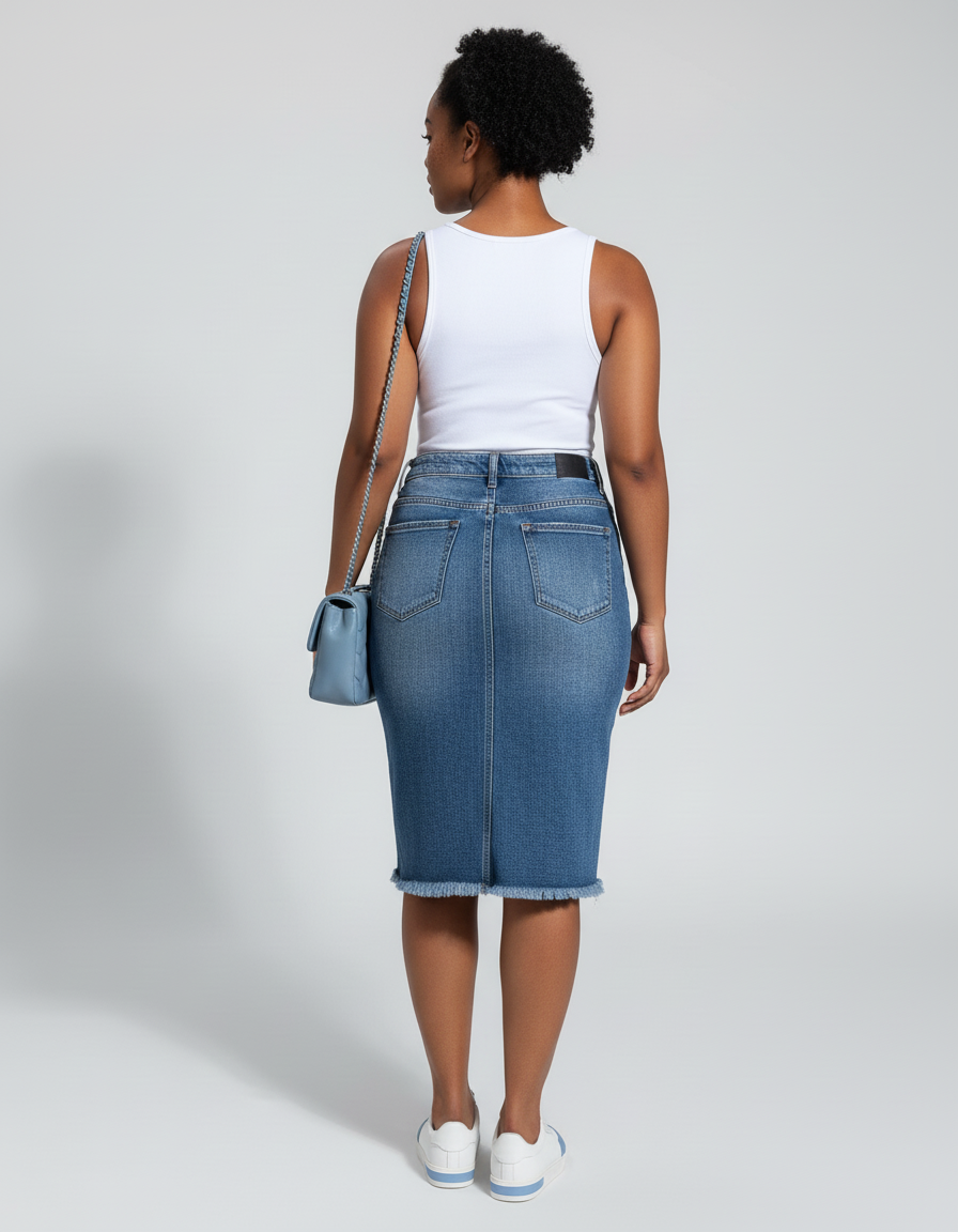 Jupe Jean Déchirée Franges Décontractée