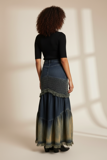 Jupe Jean Patchwork Dégradée Bohème