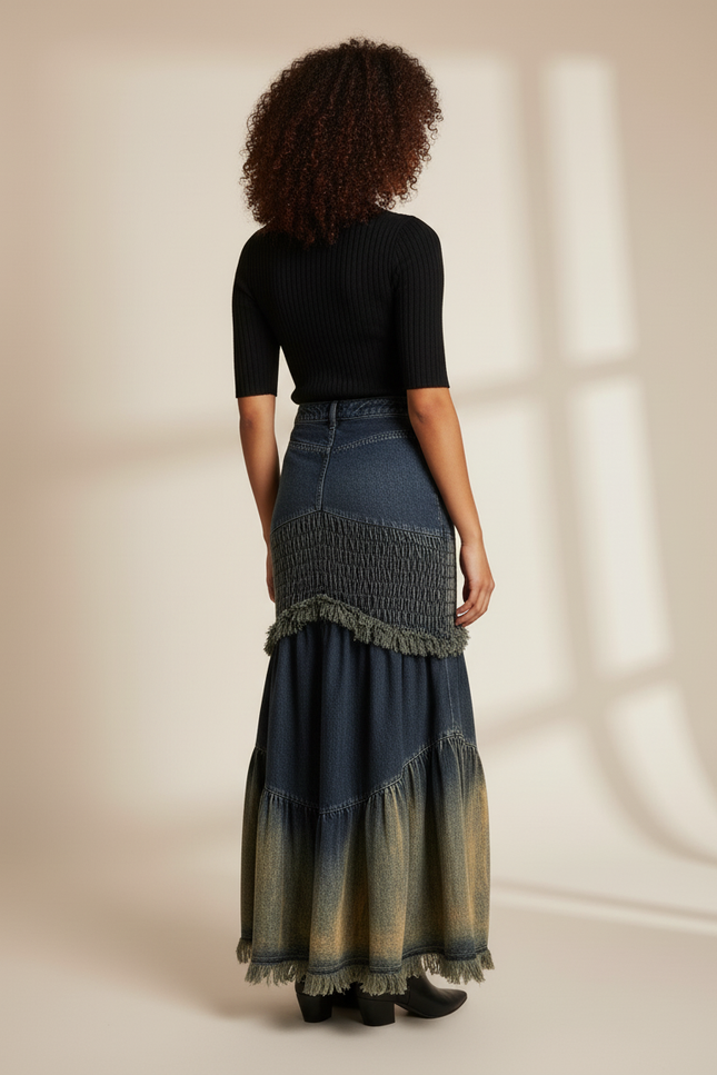 Jupe Jean Patchwork Dégradée Bohème