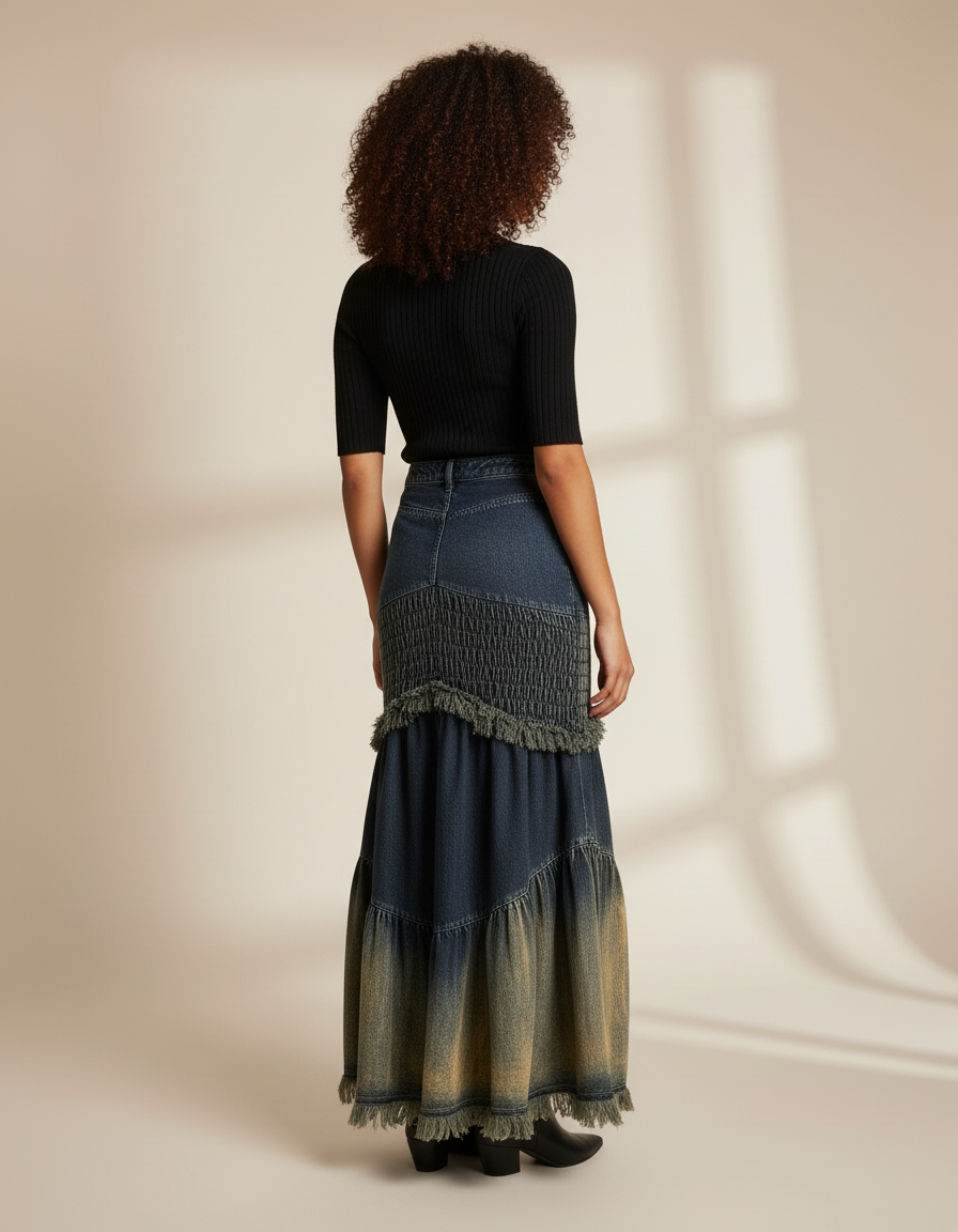 Jupe Jean Patchwork Dégradée Bohème