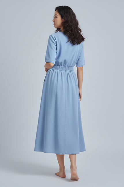 Jupe Jean Bleu Clair Boutonnée Fluide