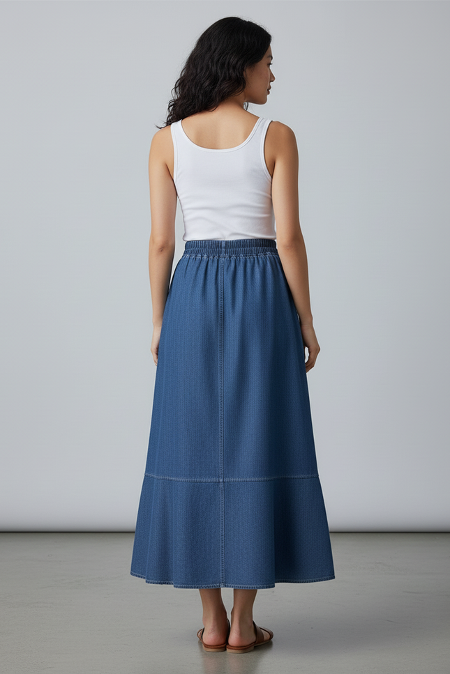 Jupe Jean Longue Évasée Fluide Bohème