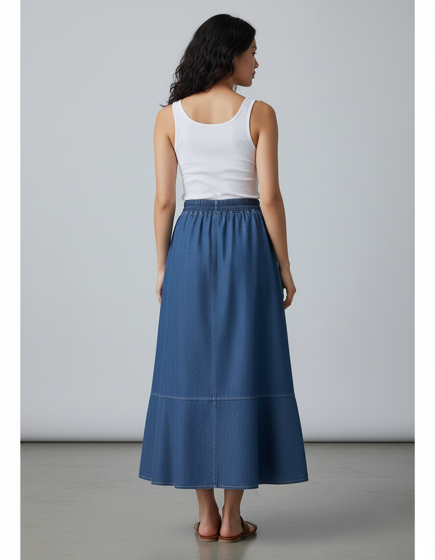 Jupe Jean Longue Évasée Fluide Bohème