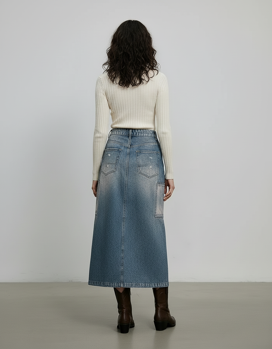 Jupe En Jean Longue Dechire