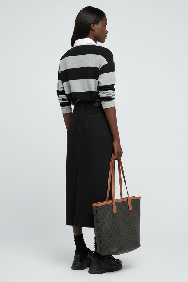 Jupe Jean Noire Fendue Élégante