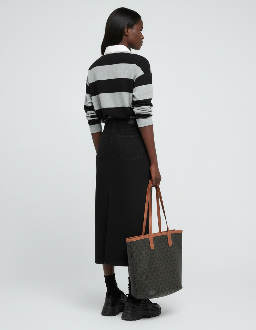 Jupe Jean Noire Fendue Élégante