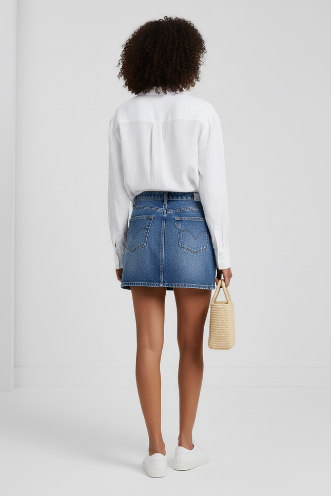 Jupe Jean Mini Taille Croisée Décontractée
