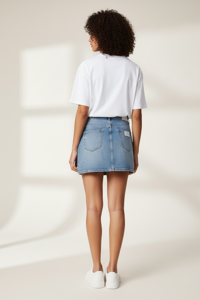 Jupe Jean Mini Taille Asymétrique Décontractée