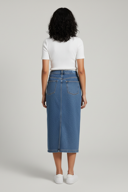 Jupe Jean Boutonnée Longue Élégante
