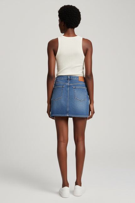 Jupe Jean Mini Délavée Décontractée