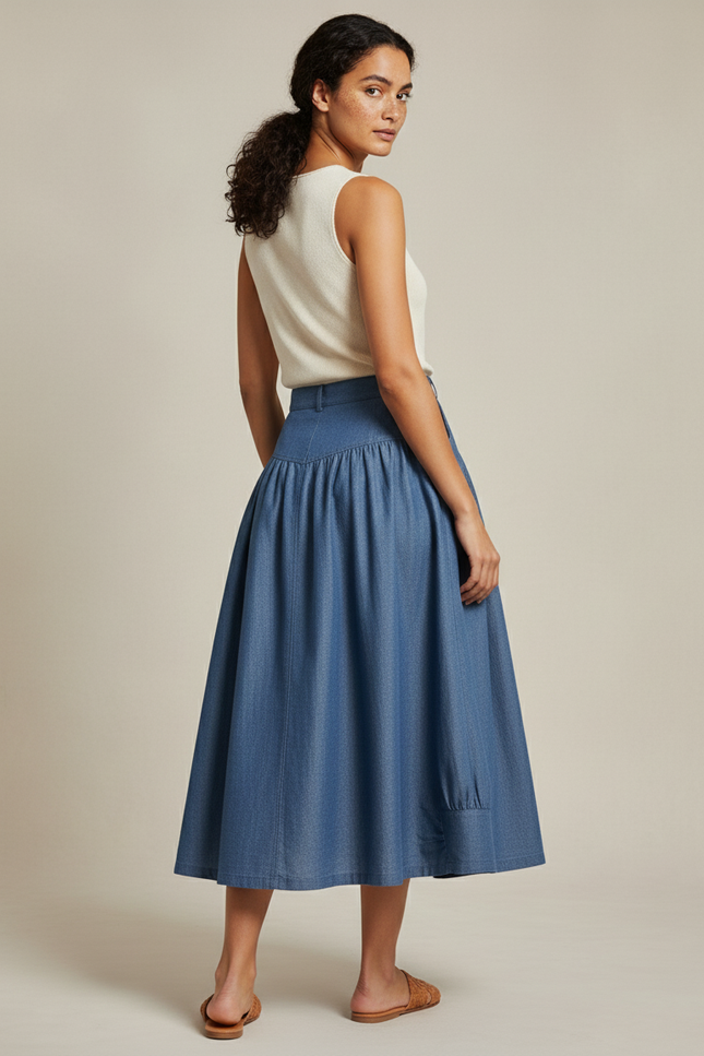Jupe Jean Bleue Plissée Décontractée
