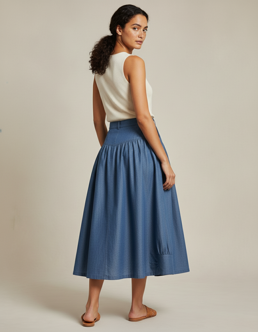 Jupe Jean Bleue Plissée Décontractée