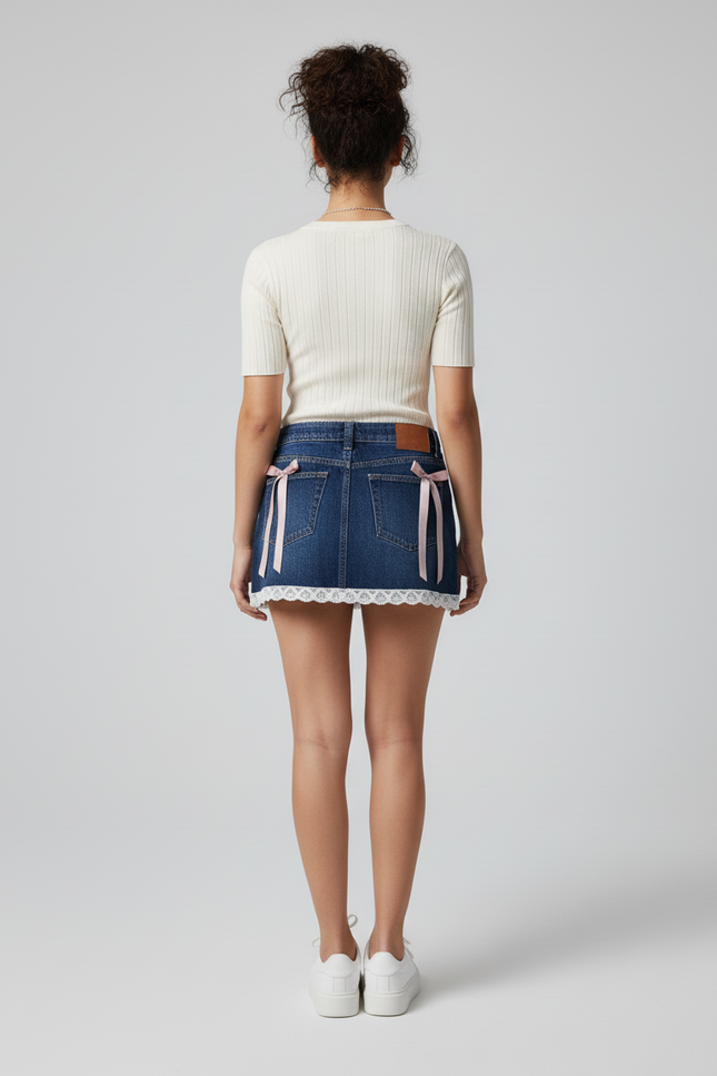 Jupe Jean Mini Dentelle Sexy