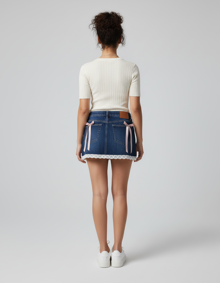 Jupe Jean Mini Dentelle Sexy