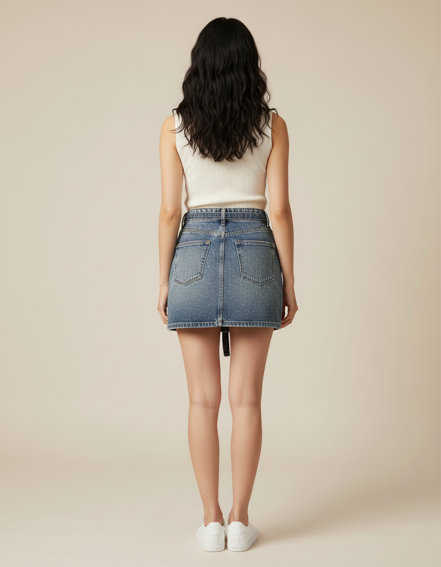Jupe Jean Mini Brillante Décontractée