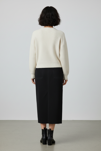 Jupe Jean Noire Fendue Chic Trendy