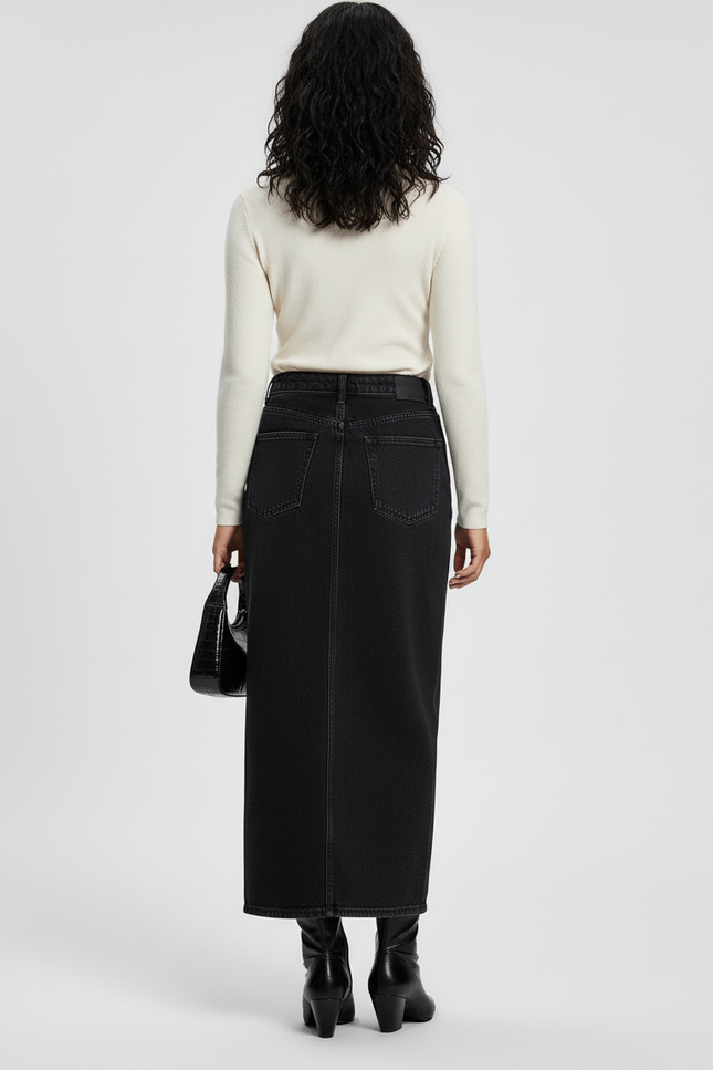 Jupe Longue En Jeans Noir