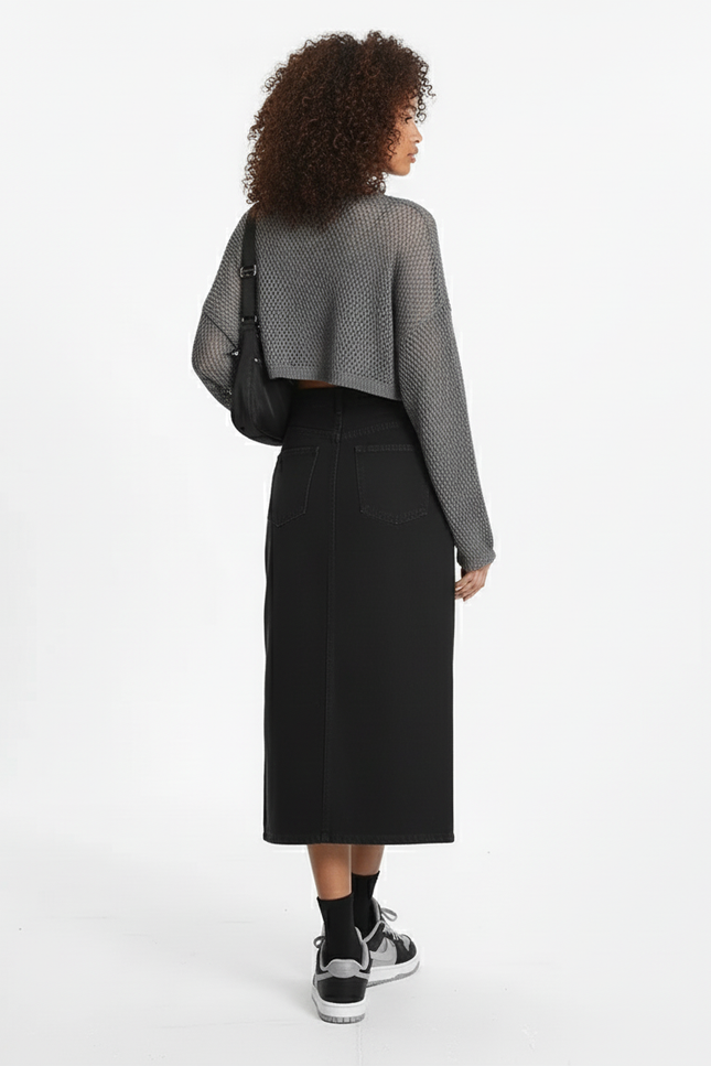 Jupe Jean Longue Noire Chic