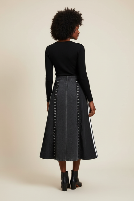 Jupe En Jeans Noir Longue