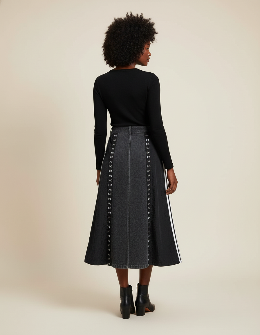 Jupe En Jeans Noir Longue