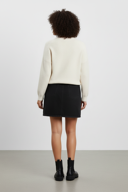 Jupe Jean Noire Mini Décontractée Confortable