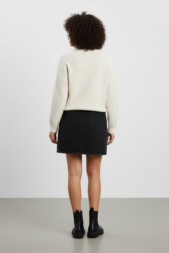 Jupe Jean Noire Mini Décontractée Confortable