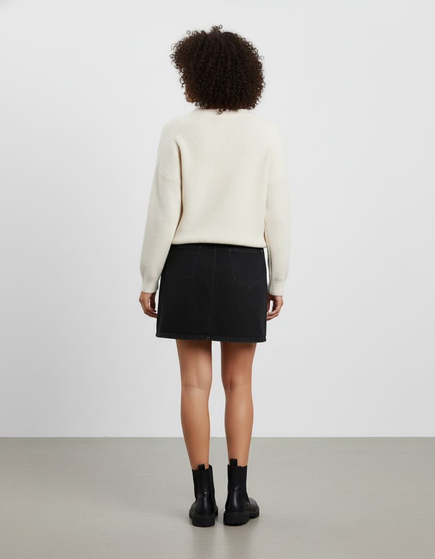 Jupe Jean Noire Mini Décontractée Confortable