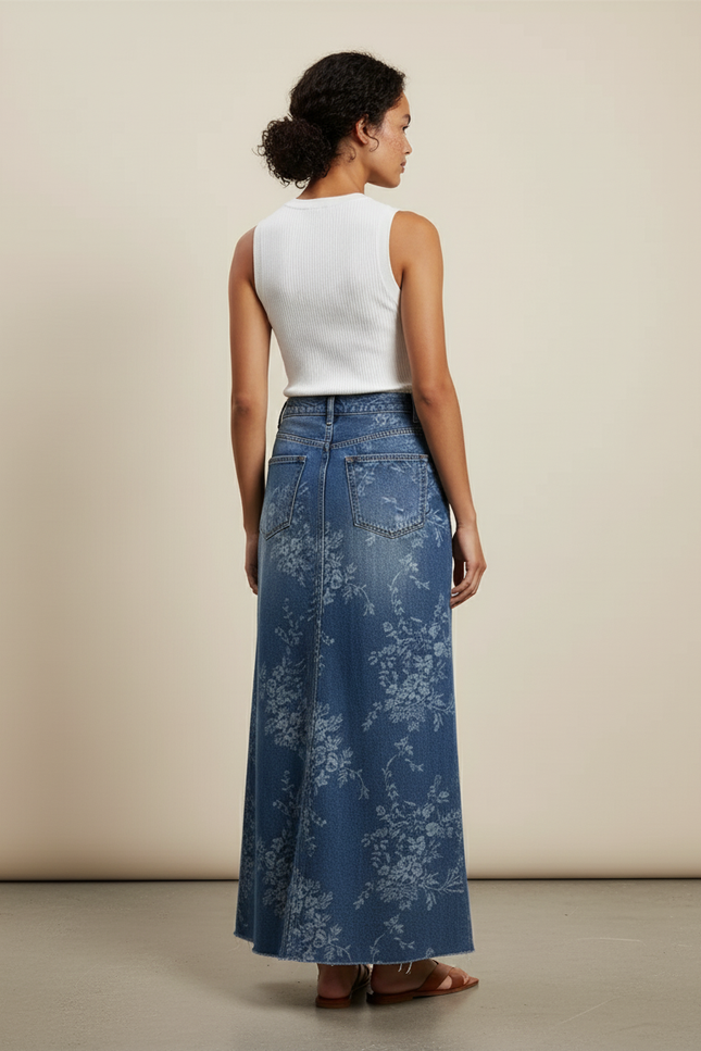 Longue Jupe En Jean Sans Fente