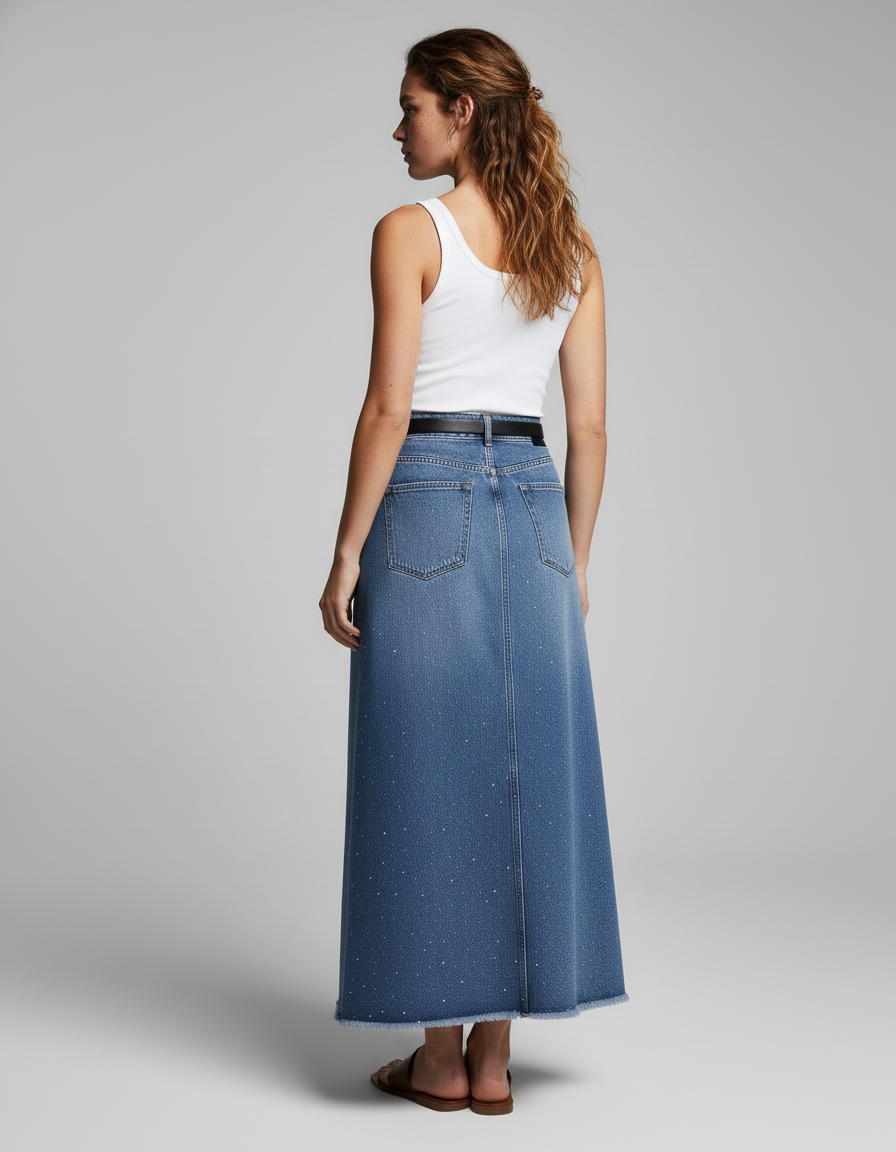 Jupe Jean Longue Pailletée Tendance