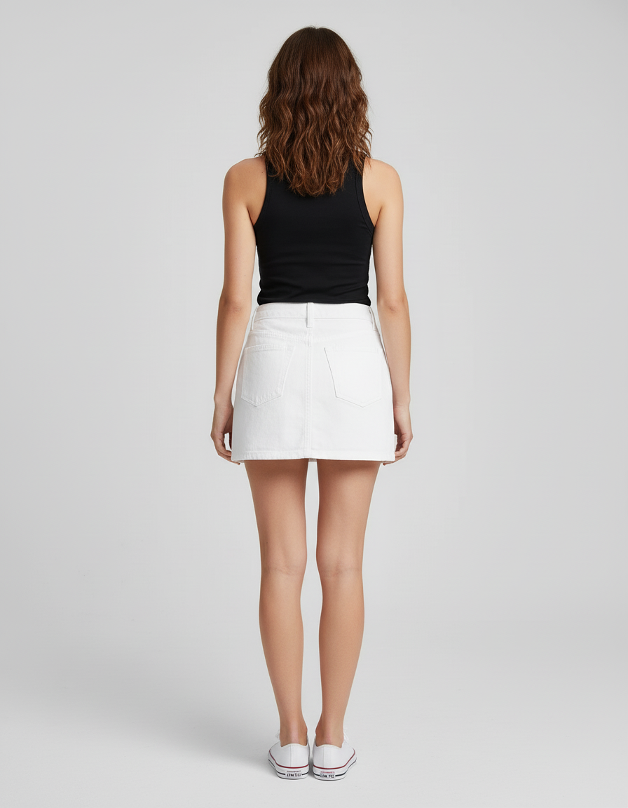 Jupe Jean Blanche Mini Décontractée Légère