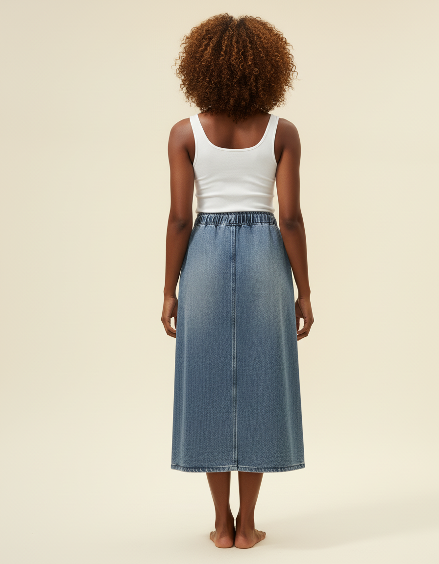 Jupe Jean A-Line Cordon De Serrage Décontractée