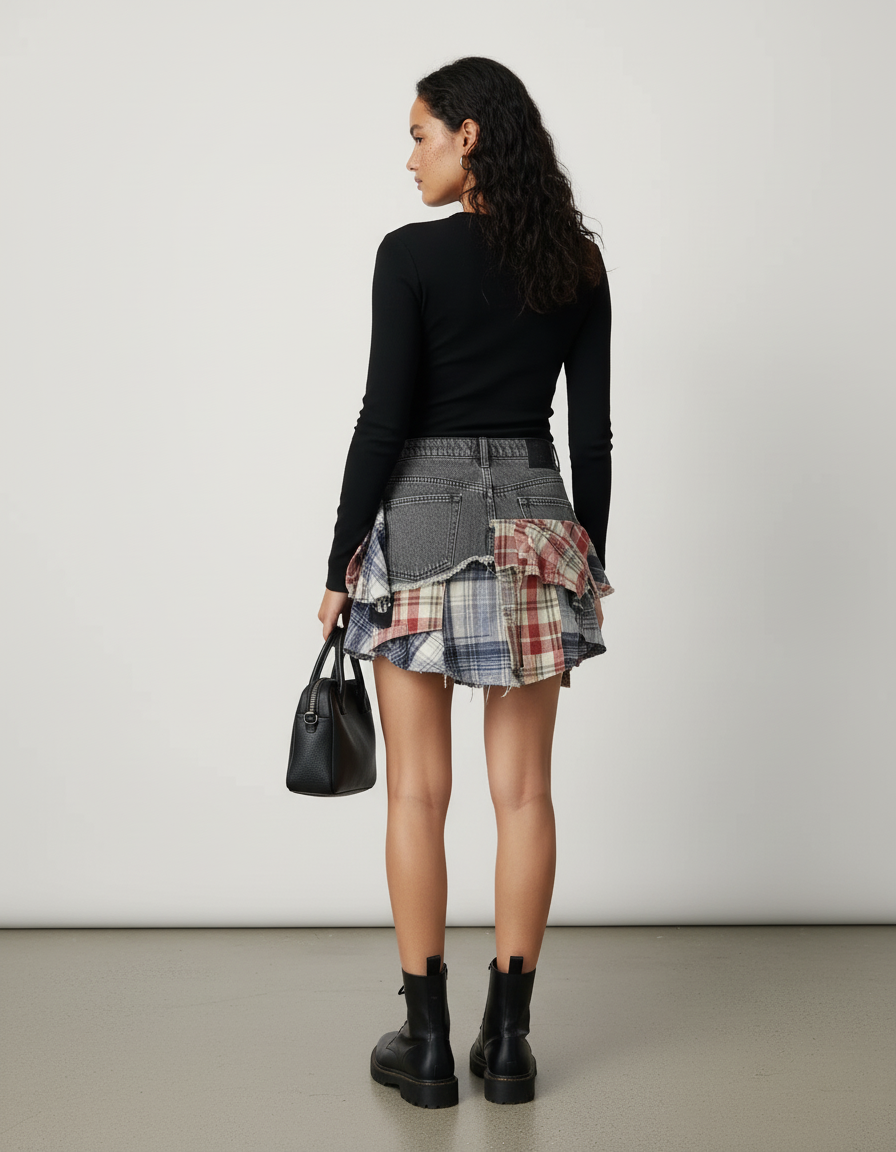 Jupe Jean Déstructurée Patchwork Chic