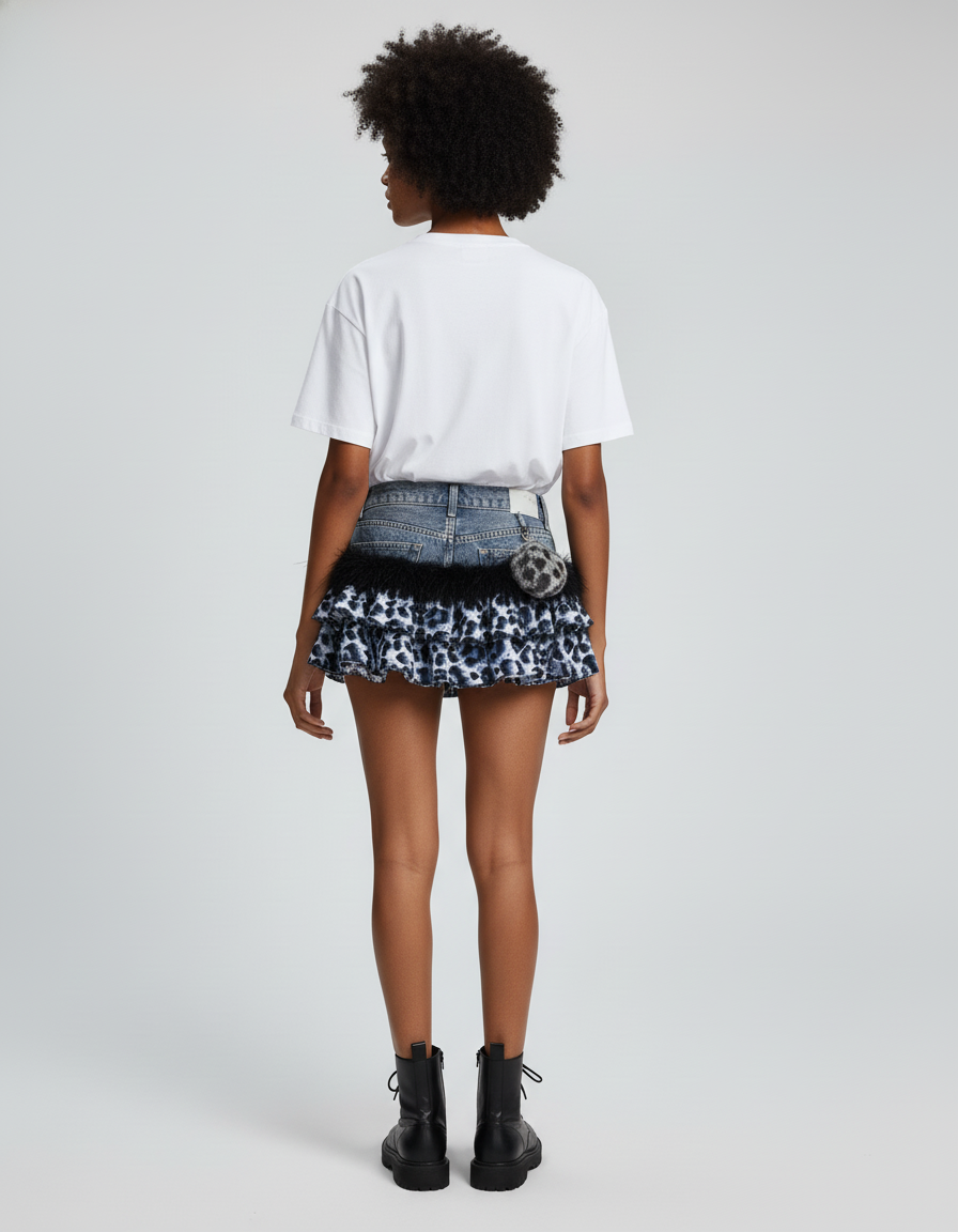 Jupe Jean Mini Imprimée Décontractée