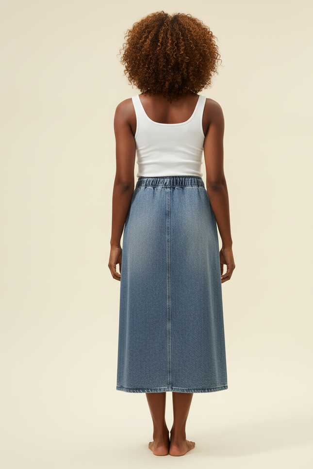 Jupe Jean A-Line Cordon De Serrage Décontractée