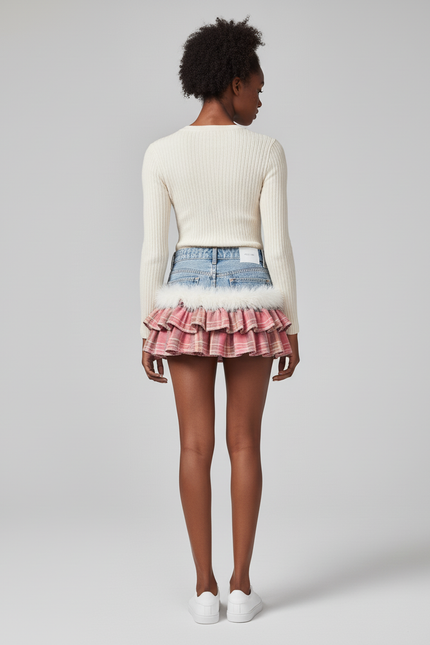 Jupe Jean Mini Patchwork Décontractée