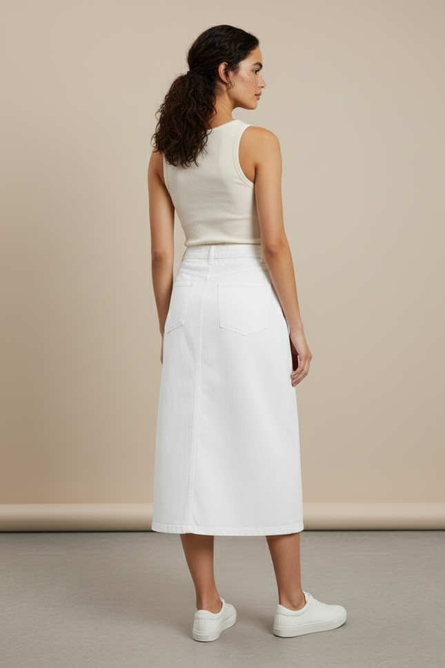 Jupe Jean Blanche Coupe A-Line Décontractée