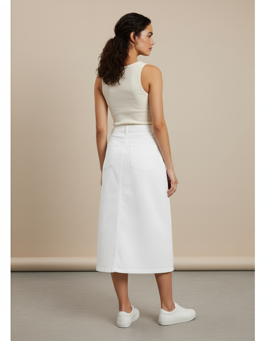 Jupe Jean Blanche Coupe A-Line Décontractée