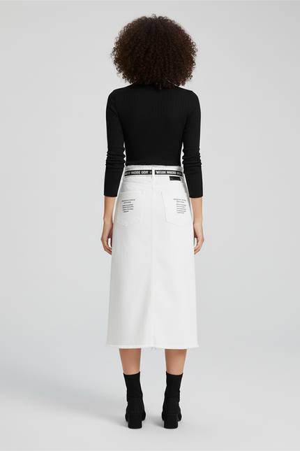 Jupe Jean Blanche Déchirée Chic